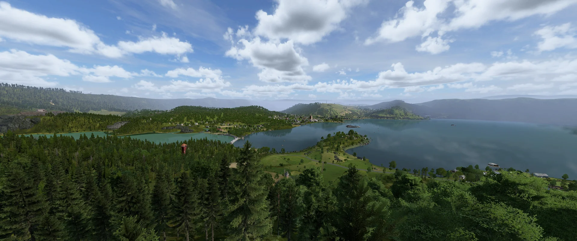 Aerial panorama of Azalea island